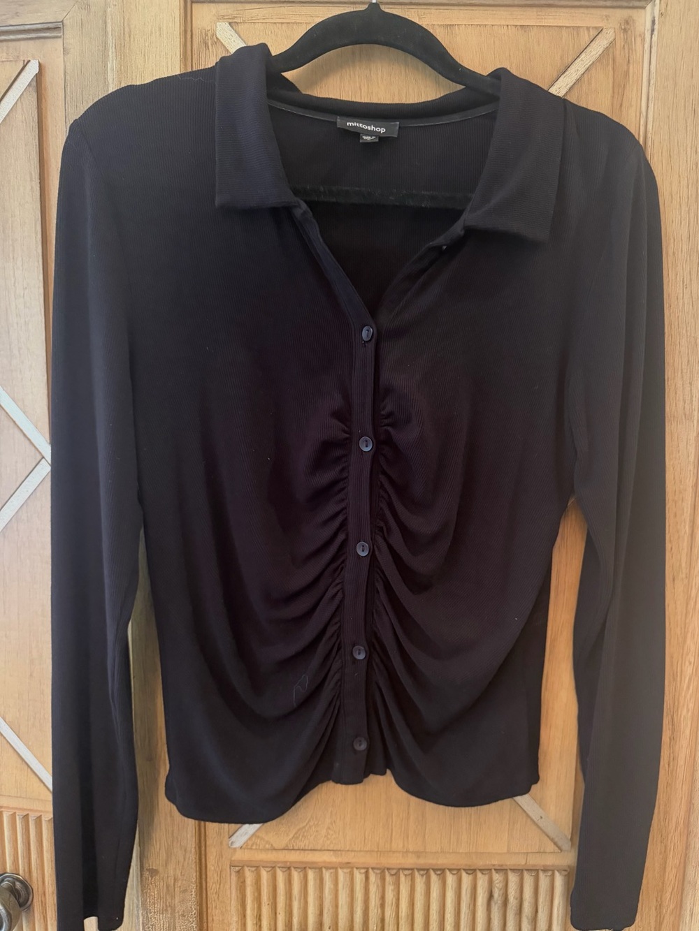 Mittoshop Black Ruched Long Sleeve Top